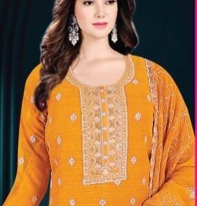 Indian white gold - sequence embroidery work (yellow)
