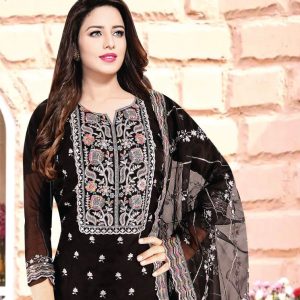 Indian white gold - sequence embroidery work (black )